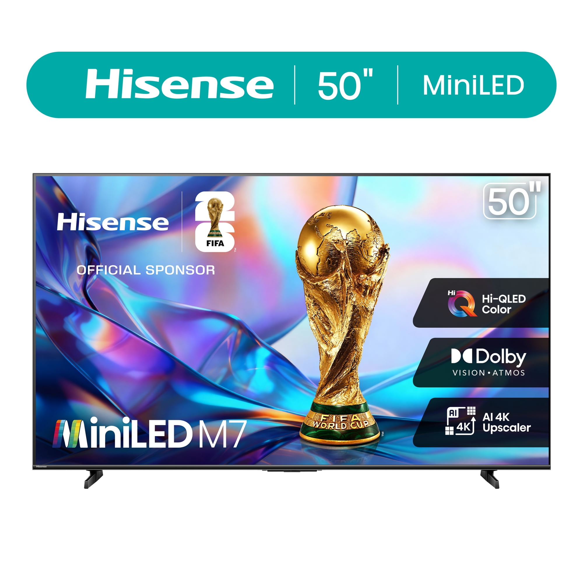 Hisense 50″ M7 Series Mini-LED QLED 4K UHD Smart Google TV (50M7QG, 2025 Model) – MiniLED, Hi-QLED, HDR10+, Dolby Vision, Dolby Atmos, AI 4K Upscaler, Game Mode Plus, ALLM, Google Assistant Built-in