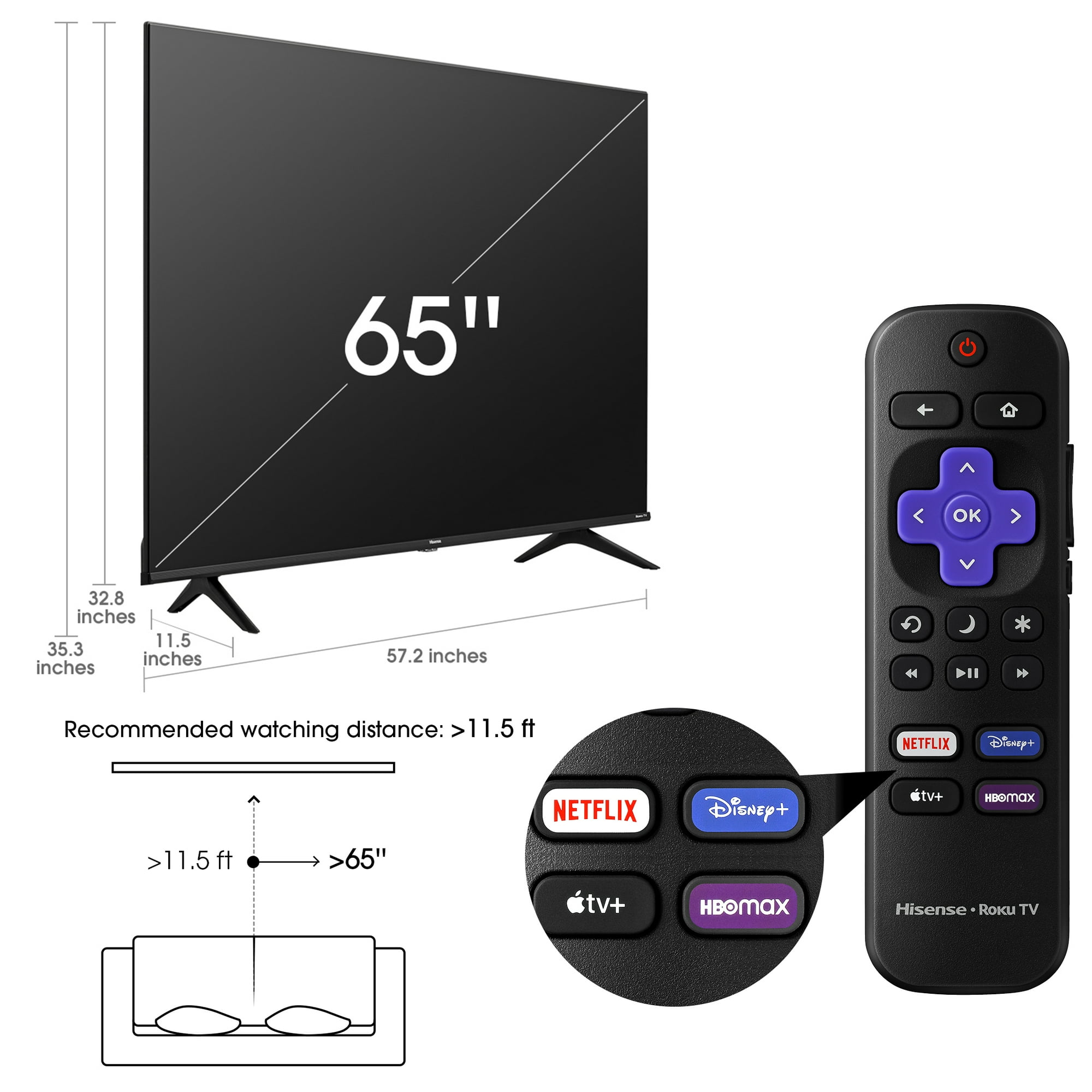 Hisense 65″ Class 4K UHD LCD Roku Smart TV HDR R6 Series 65R6E4